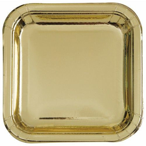 Gold Foil Square Paper Plates - Dollars and Sense