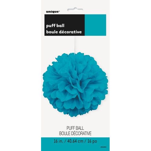Decorative Puff Ball - Caribbean Teal - Dollars and Sense