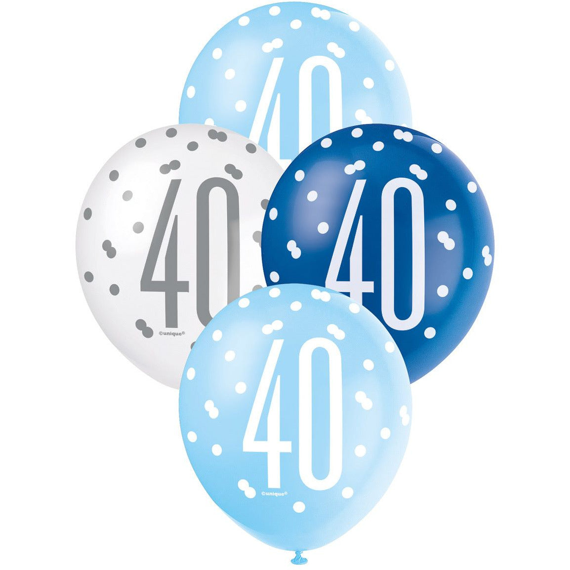 Blue & White 40th Birthday Latex Balloons - Dollars and Sense