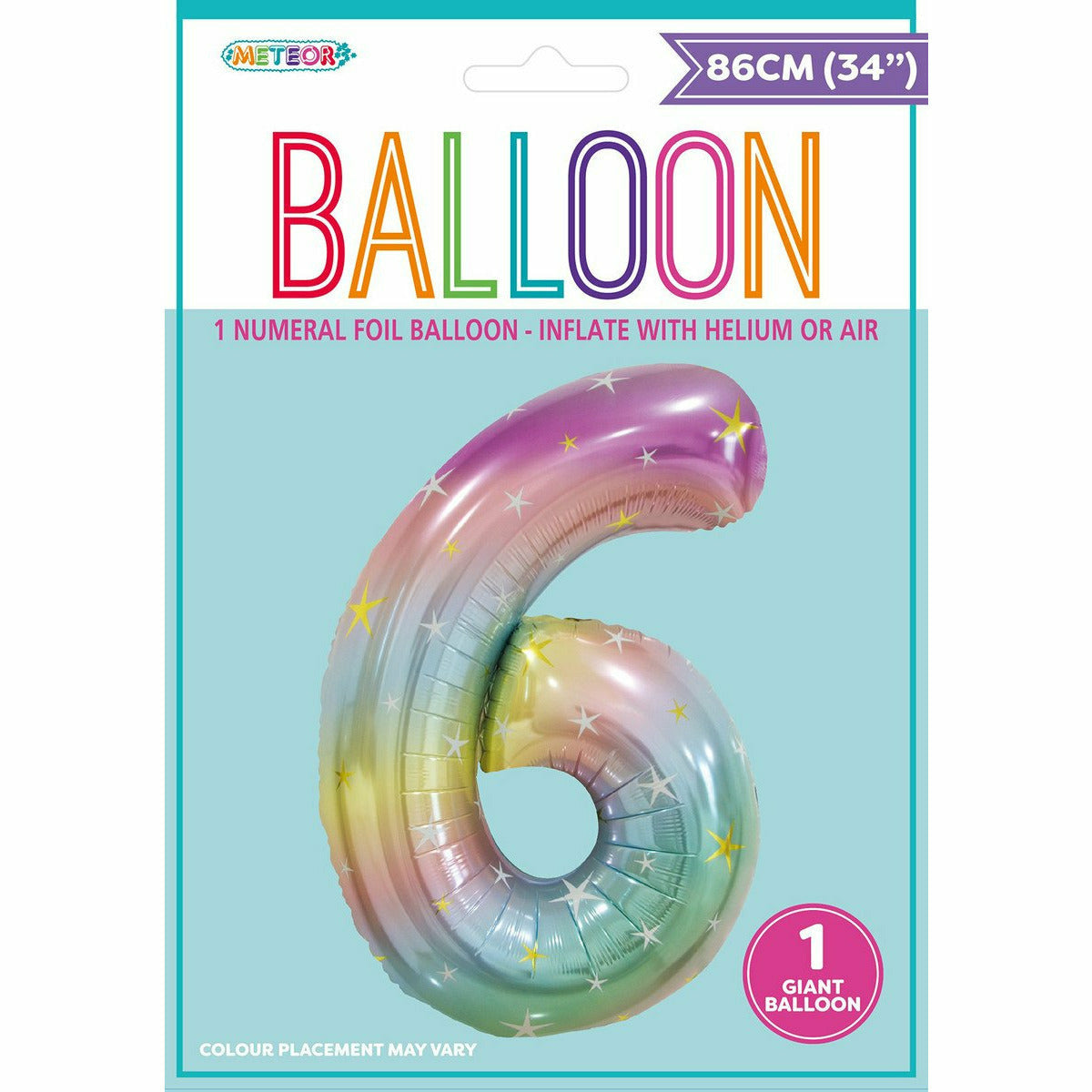 Foil Balloon Number 6 - Pastel Rainbow - Dollars and Sense