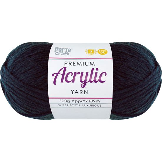 Acrylic Yarn 100% 100g Jet Blk