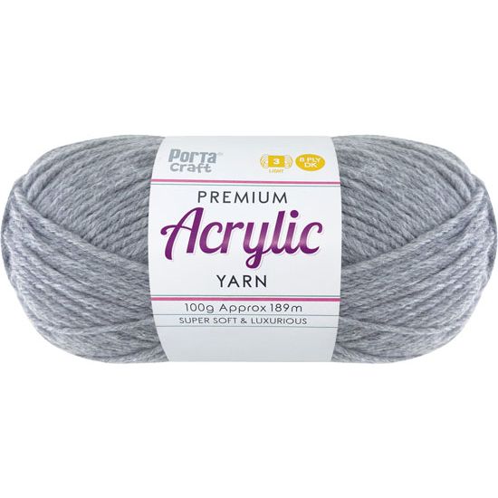 Acryl Yarn 100g 189m 8 Ply Solid 12 Silver Grey SKU 093115 - Dollars and Sense