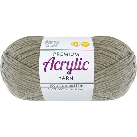 Acryl Yarn 100g 189m 8 Ply Solid 63 Taupe SKU 093122 - Dollars and Sense