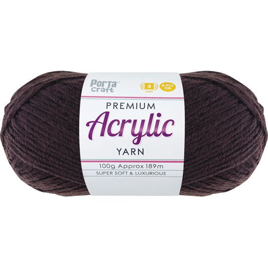 Acryl Yarn 100g 189m 8ply Solid 09 Chocolate