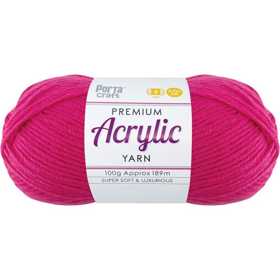 Acrylic Yarn 100% 100g Hot Pink