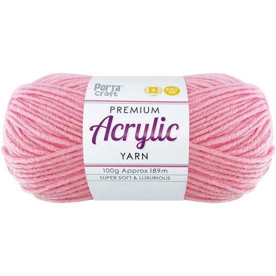 Acryl Yarn 100g 189m 8ply Solid 34 Baby Pink