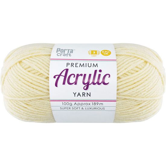 Acryl Yarn 100g 189m 8ply Solid 15 Vanilla