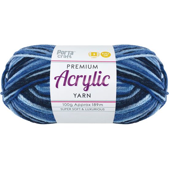 Acryl Yarn 100g 189m 8 Ply Multi 32 Sapphire SKU 093375 - Dollars and Sense