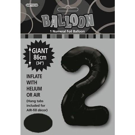 Number 2 Foil Balloon - Black - Dollars and Sense