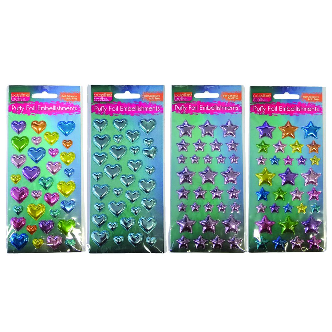3D Foil Puffy Stickers - Hearts or Stars - Dollars and Sense