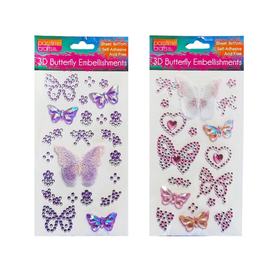 Rhinestone Butterflies - Pink or Purple - Dollars and Sense