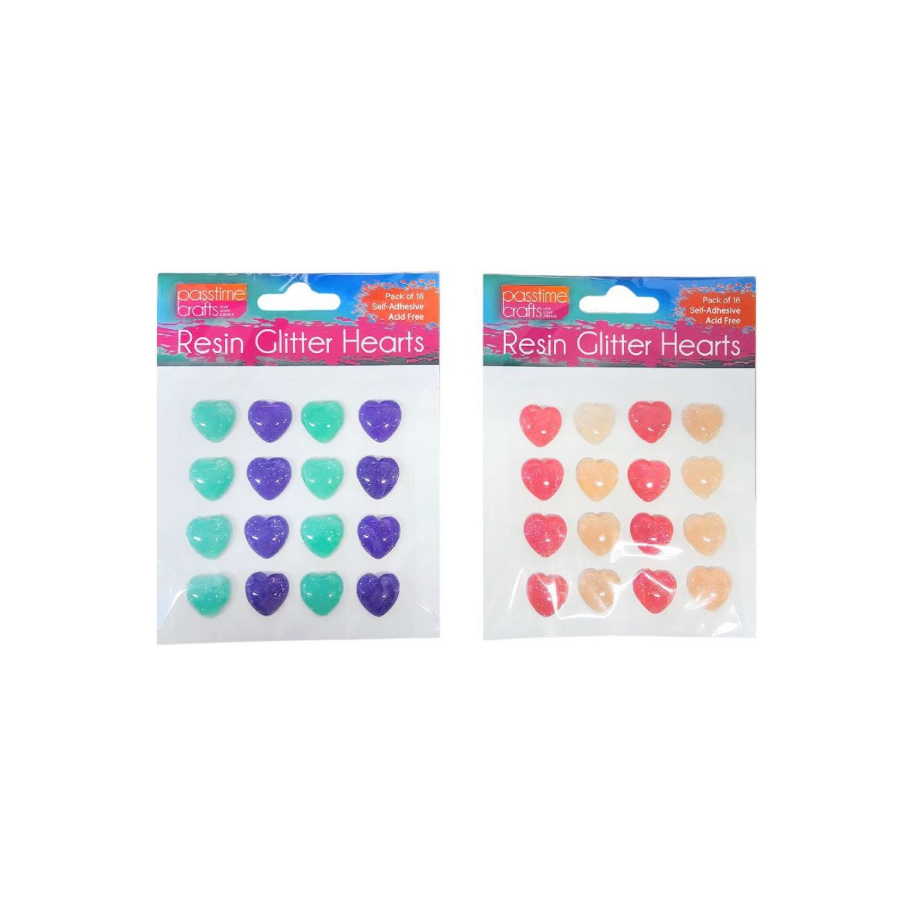 Glitter Resin Hearts - Assorted - Dollars and Sense