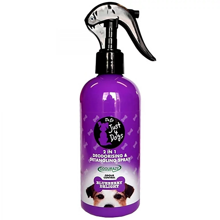 Just 4 Dogs 2 In 1 Deo & Detangle Spray - Blueberry - Dollars and Sense