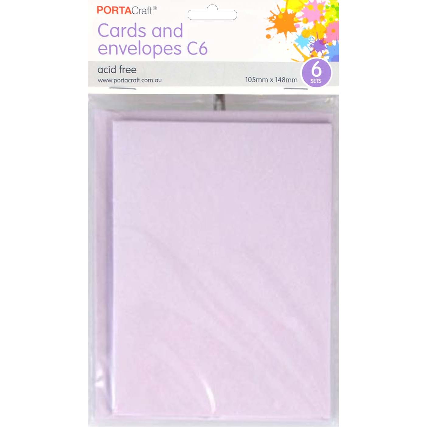 Cards & Envelopes C6 230gsm 6pk 14 Lilac SKU 116159 - Dollars and Sense