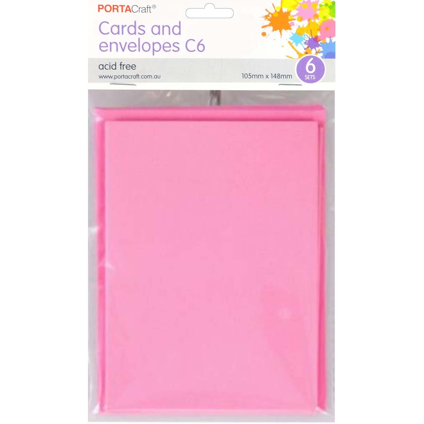 Cards & Envelopes C6 230gsm 6pk 16 Hot Pink