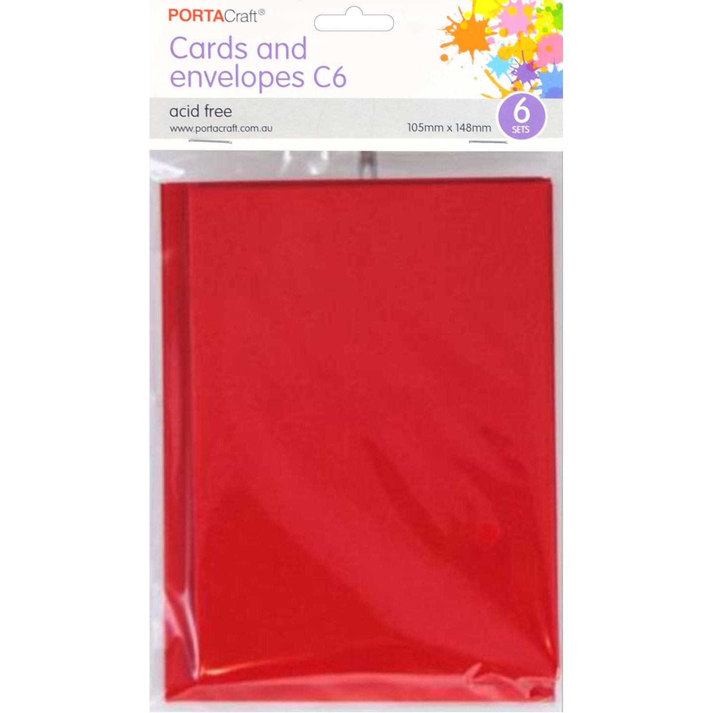 Cards & Envelopes C6 230gsm 6pk 19 Crimson Red