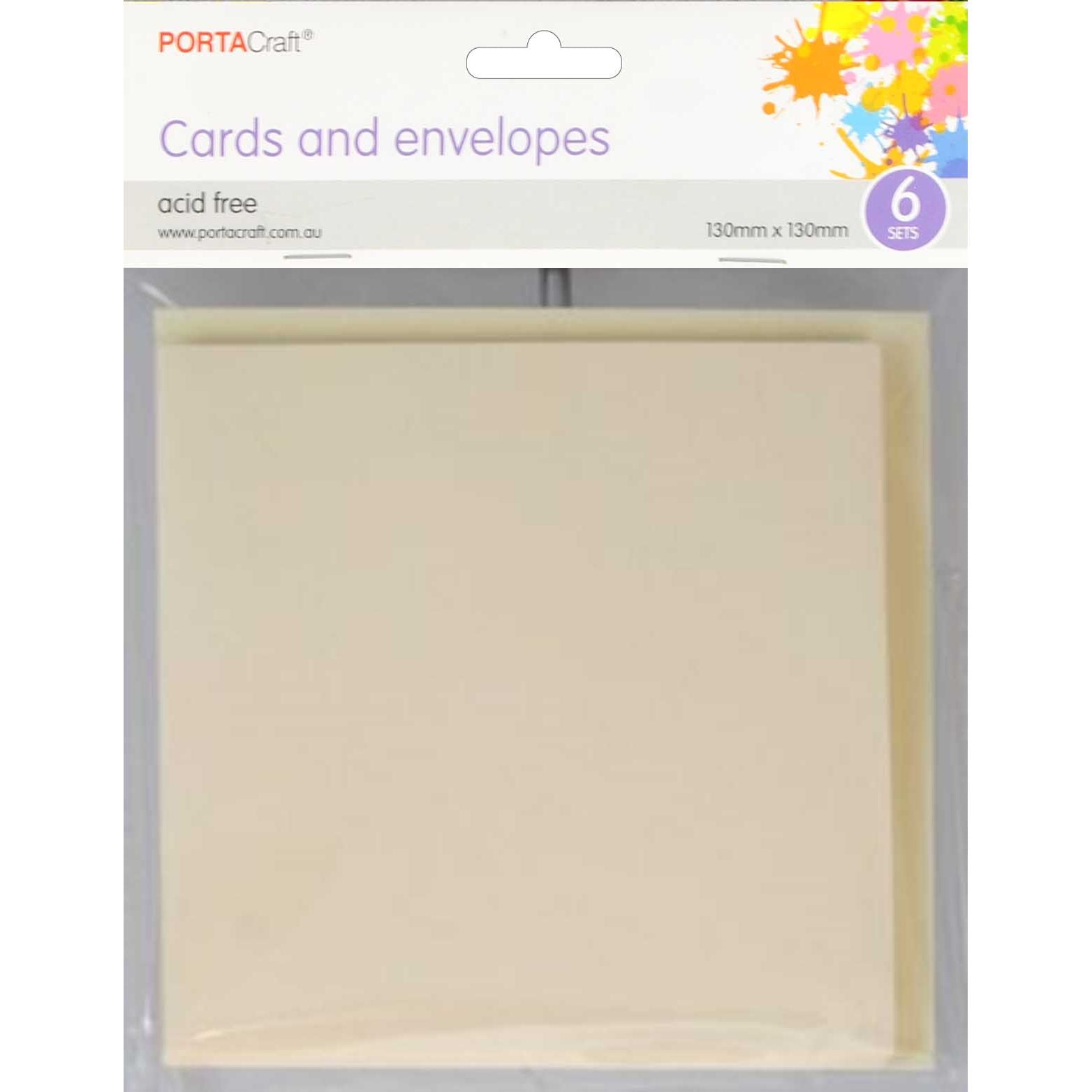 Cards & Envelopes SQ 13cm 230gsm 6pk 04 Cream SKU 116302 - Dollars and Sense
