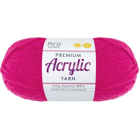 Acryl Yarn 100g 189m 8ply Solid 30 Rose Pink