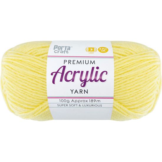 Acryl Yarn 100g 189m 8 Ply Solid 16 Lemon SKU 122570 - Dollars and Sense