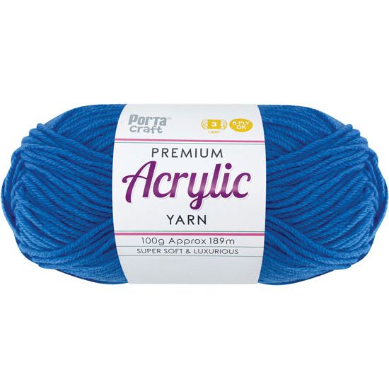 Acryl Yarn 100g 189m 8ply Solid 48 True Blue