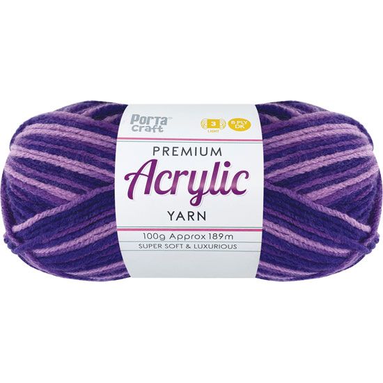 Acryl Yarn 100g 189m 8ply Multi 23 Purple Popper