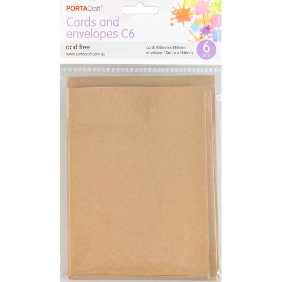 Cards & Envelopes C6 230gsm 6pk 05 Kraft SKU 129760 - Dollars and Sense