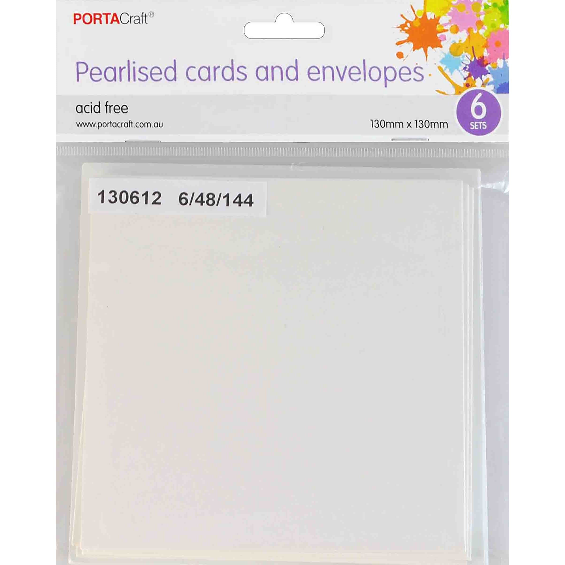 Pearlise Card & Env SQ 13cm 250gsm 6pk 04 Pearl SKU 130612 - Dollars and Sense