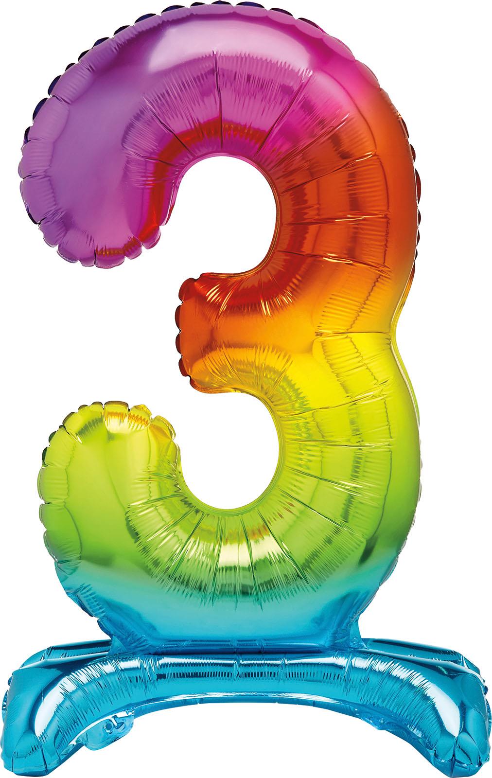Number 3 Foil Standing Balloon - Rainbow - Dollars and Sense