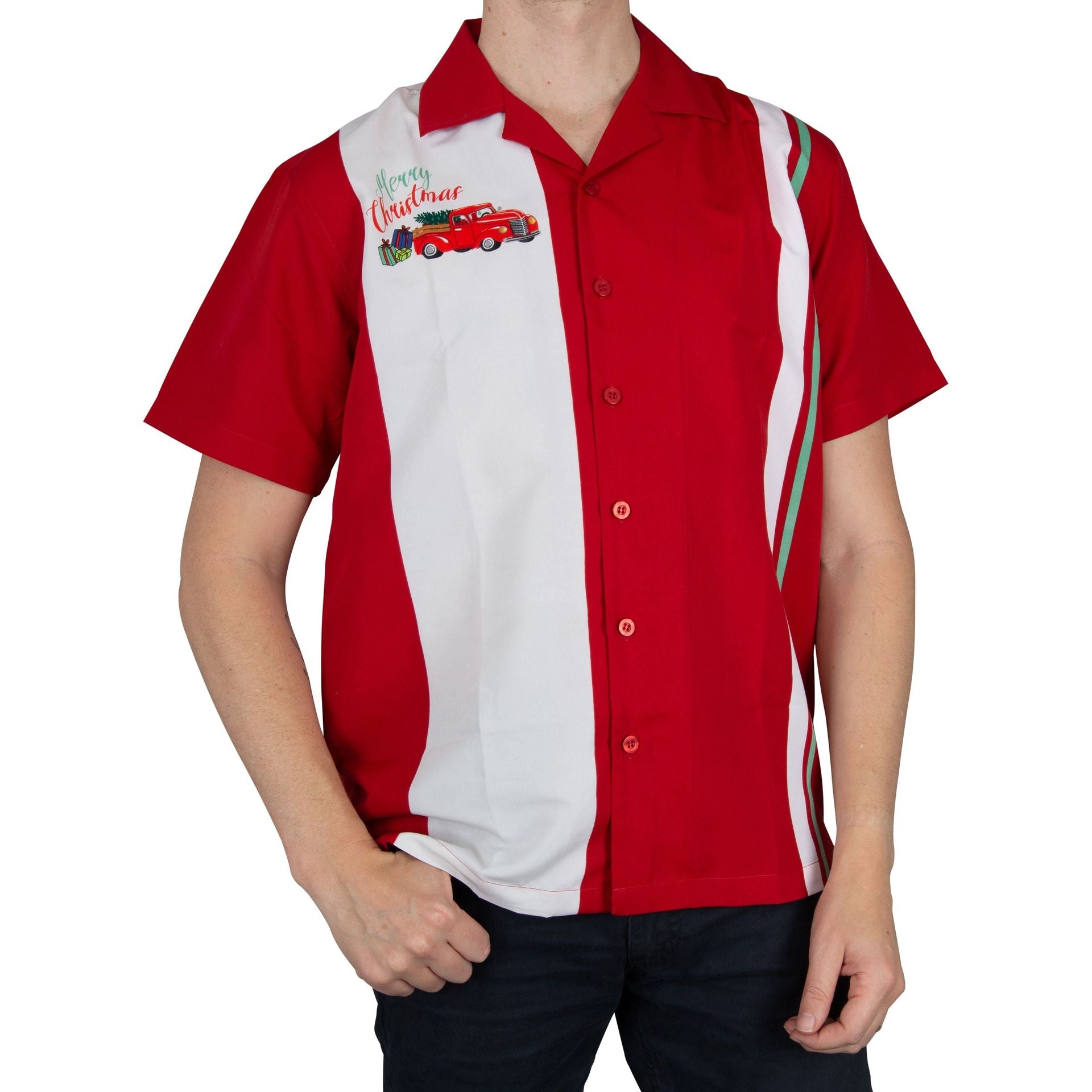 Charlie Sheen Retro Christmas Bowling Shirt - Men - Dollars and Sense