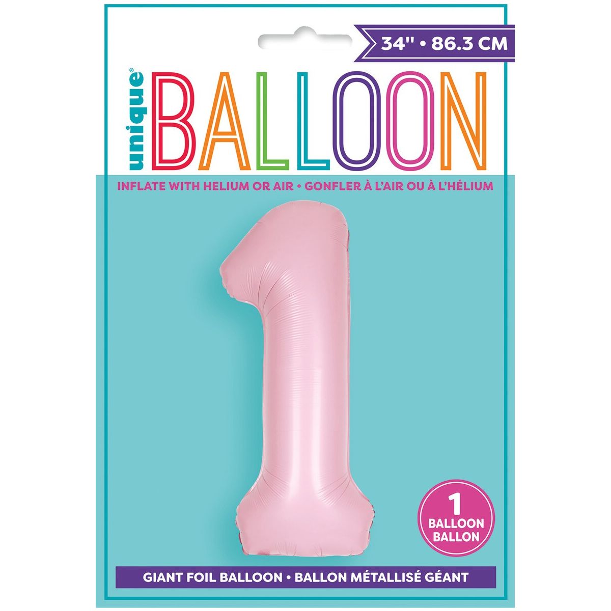 Number 1 Foil Balloon Matte - Lovely Pink - Dollars and Sense