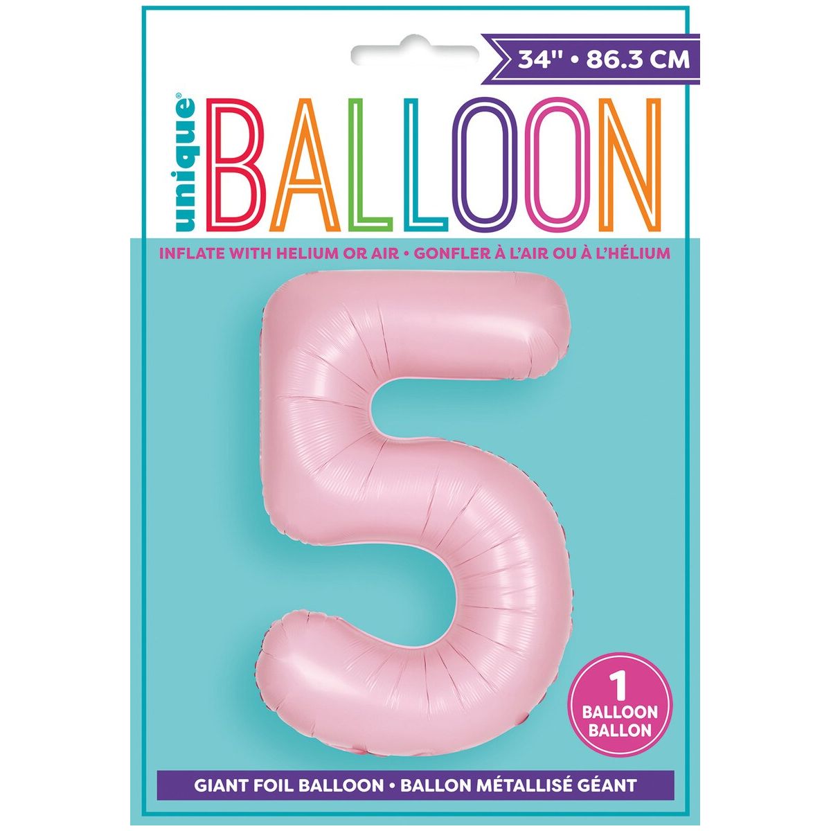 Number 5 Foil Balloon Matte - Lovely Pink - Dollars and Sense