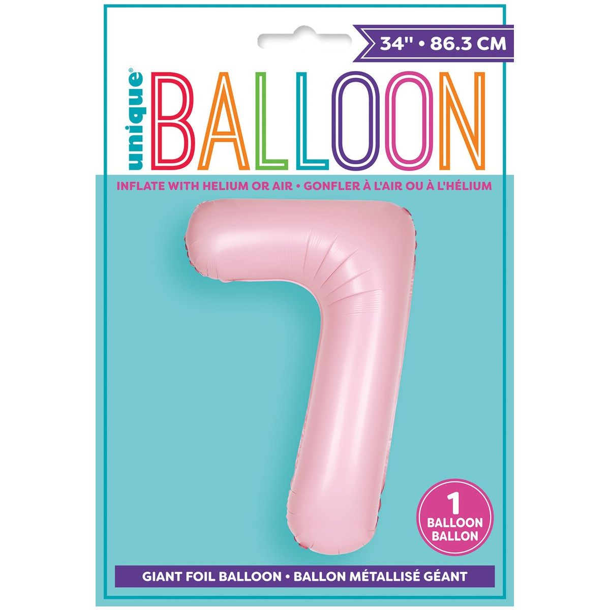 Number 7 Foil Balloon Matte - Lovely Pink - Dollars and Sense