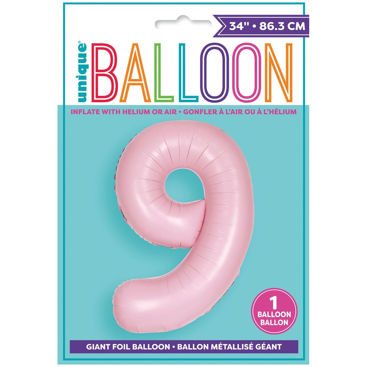 Number 9 Foil Balloon Matte - Lovely Pink - Dollars and Sense