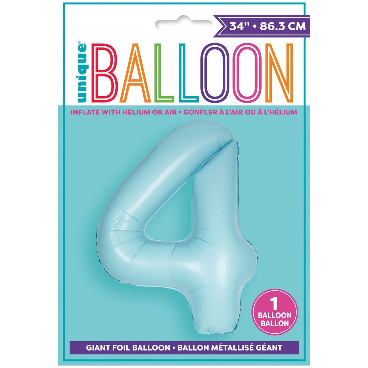 Number 4 Foil Balloon Matte - Powder Blue - Dollars and Sense