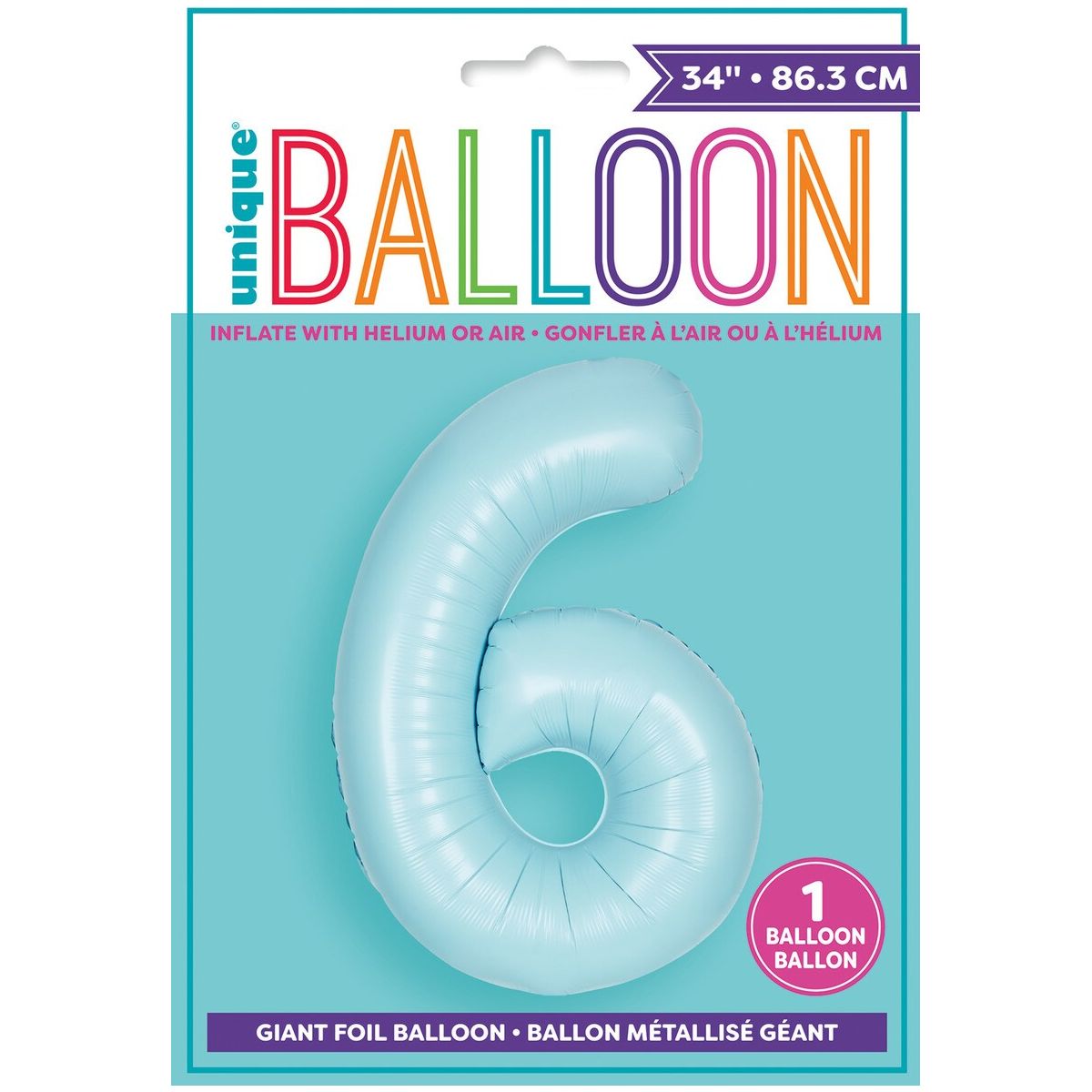 Number 6 Foil Balloon Matte - Powder Blue - Dollars and Sense