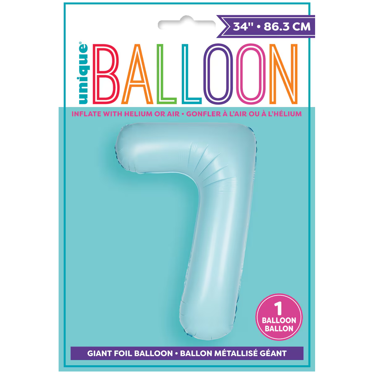 Number 7 Foil Balloon Matte - Powder Blue - Dollars and Sense