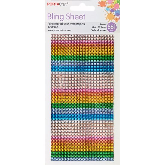Bling Sheet 4mm 840pk Rainbow SKU 143476 - Dollars and Sense
