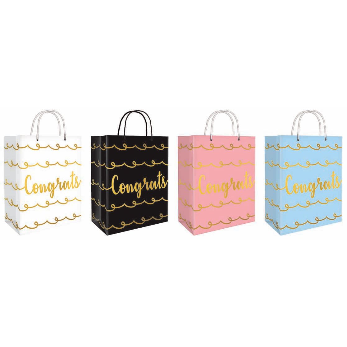Gift Bags Congrats Foil 114x146mm SM wTag 4 Asst