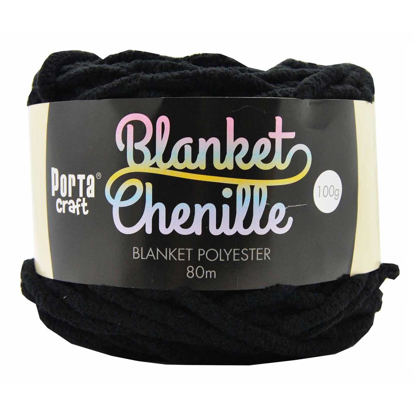 Chenille Blanket Yarn 100g 80m Solid 05 Black