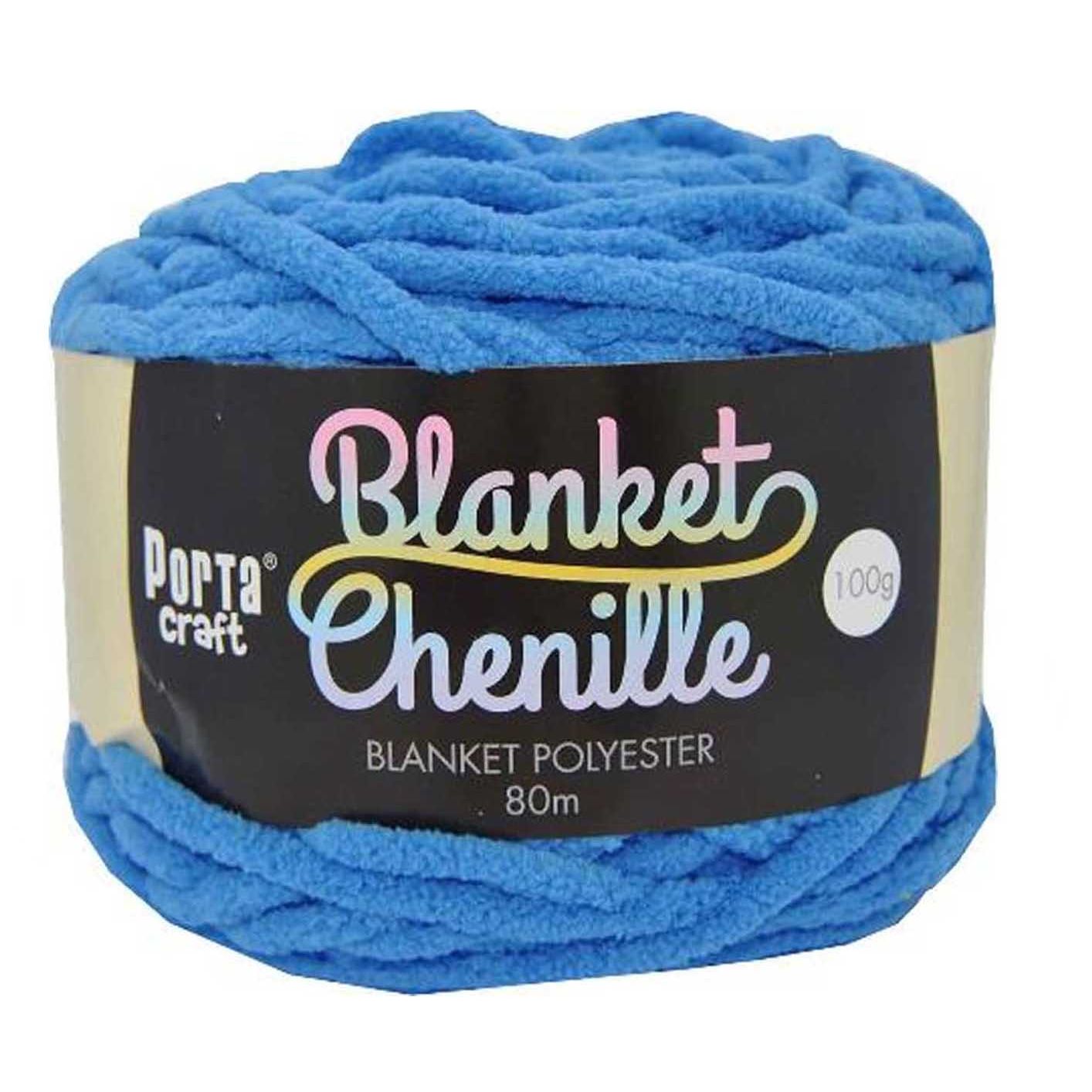 Chenille Blanket Yarn 100g 80m Solid 34 BrightBlue