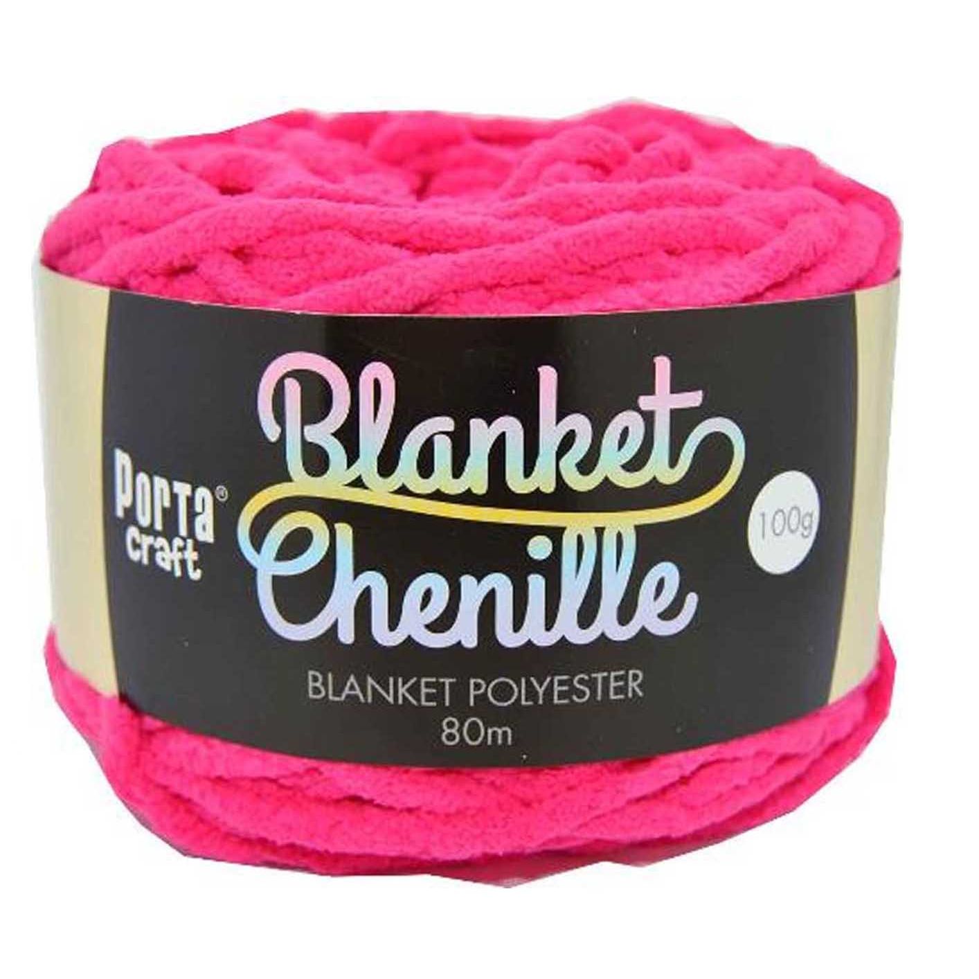 Chenille Blanket Yarn 100g 80m Solid 23 Hot Pink