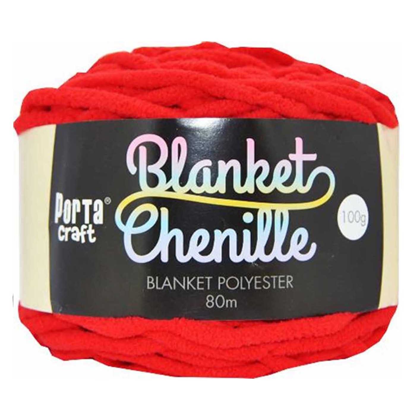 Chenille Blanket Yarn 100g 80m Solid 19 Red