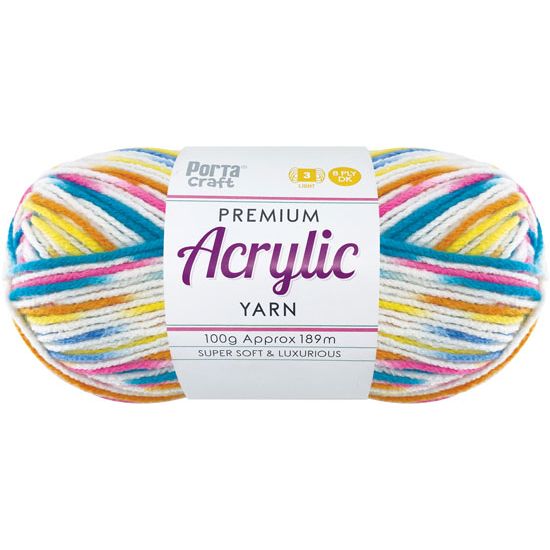 Acrylic Yarn 100g 189m 8 Ply Multi 08 Circus SKU 158425 - Dollars and Sense