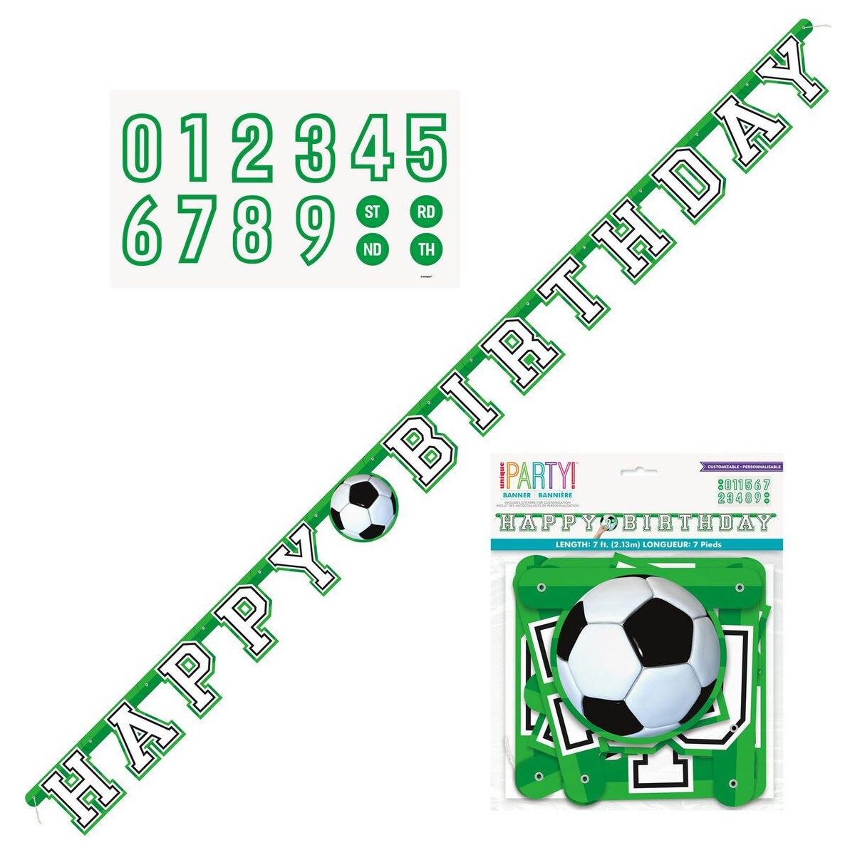 3D Soccer Ball - Happy Birthday Jointed Banner - Dollars and Sense