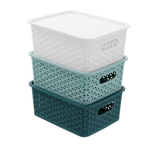 Wicker Basket with Lid Small 25x19x10cm