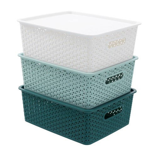 Wicker Basket with Lid Medium 36x30x13.5cm