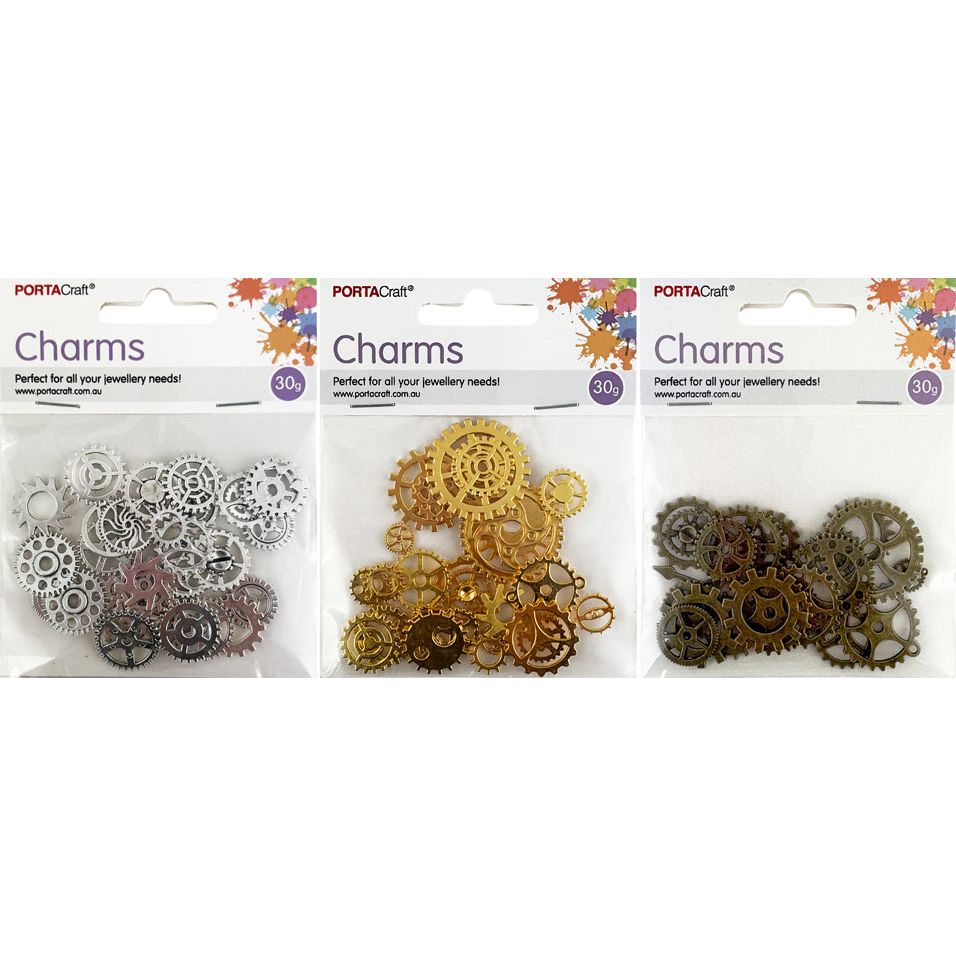 Charms Gears & Cogs 30g 3 Assorted SKU 179765 - Dollars and Sense