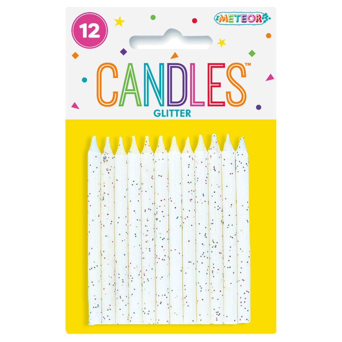 Glitter Birthday Candles - White - Dollars and Sense