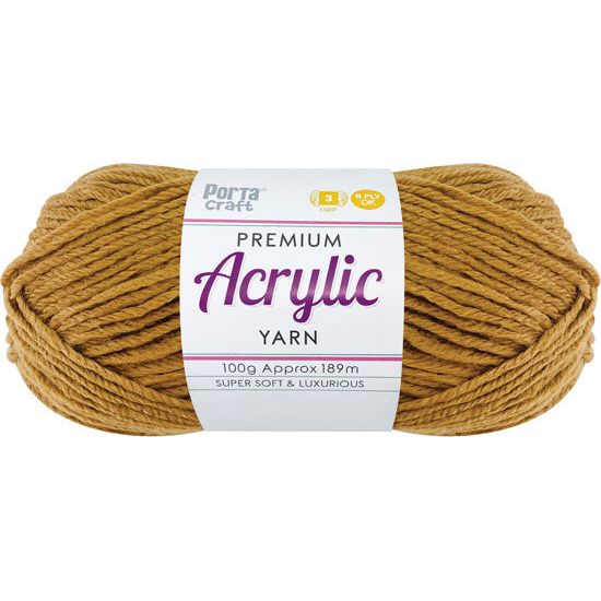 Acryl Yarn 100g 189m 8 Ply Solid 06 Caramilk SKU 194249 - Dollars and Sense