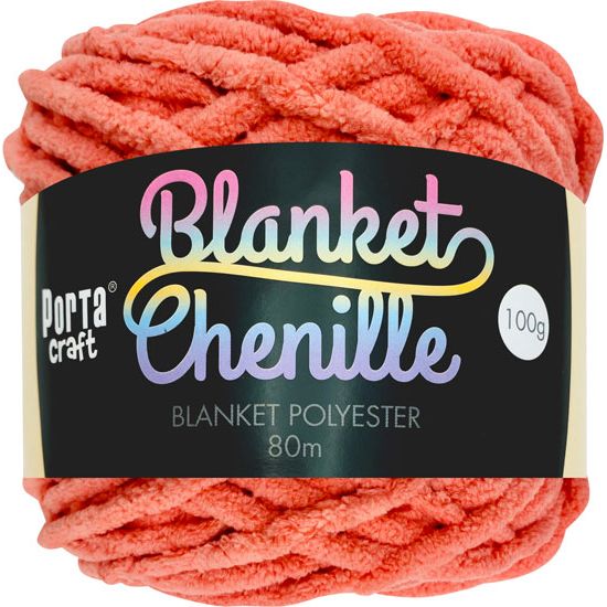 Chenille Blanket Yarn 100g 80m Solid 18 Salmon SKU 195109 - Dollars and Sense